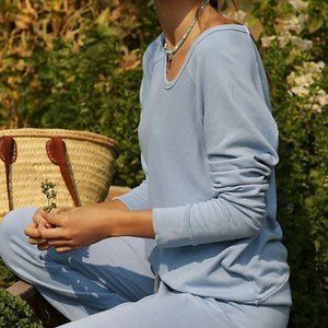 NWT Sundry Classic Pullover Sweatshirt Sky Blue Medium Anthropologie